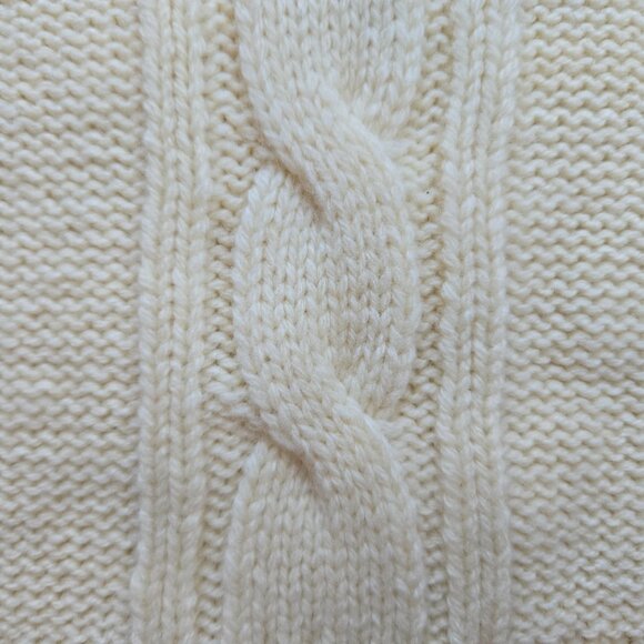 Cable Knit Ivory Scarf Wool Blend Oversized - Picture 3 of 9